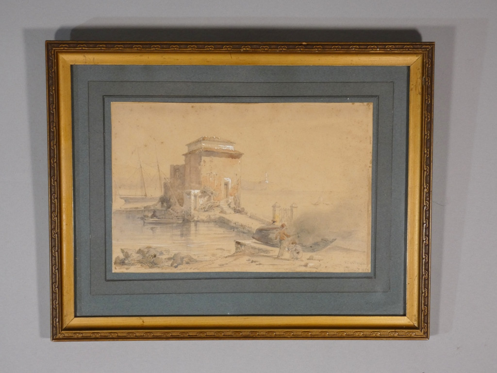 Jacques Guiaud, Italian Drawing, Villa Franca, Dated 1857 