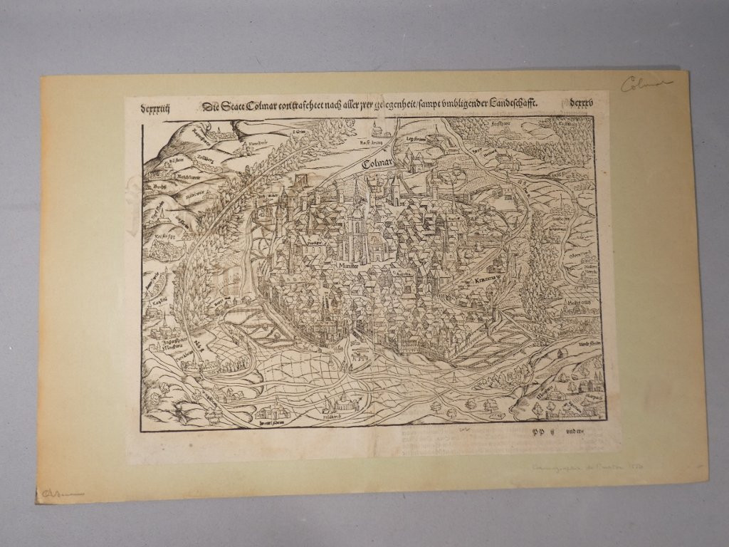 Colmar carte cosmographie de Munster en 1550, carte géographique ancienne-photo-2