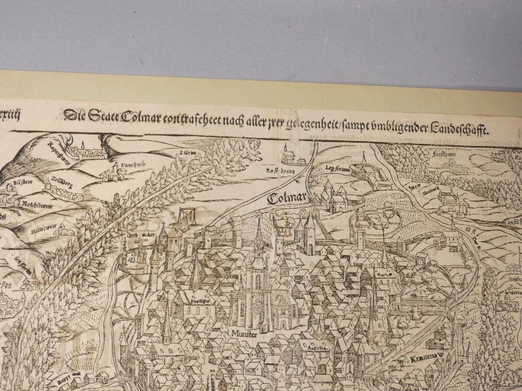 Colmar carte cosmographie de Munster en 1550, carte géographique ancienne-photo-4