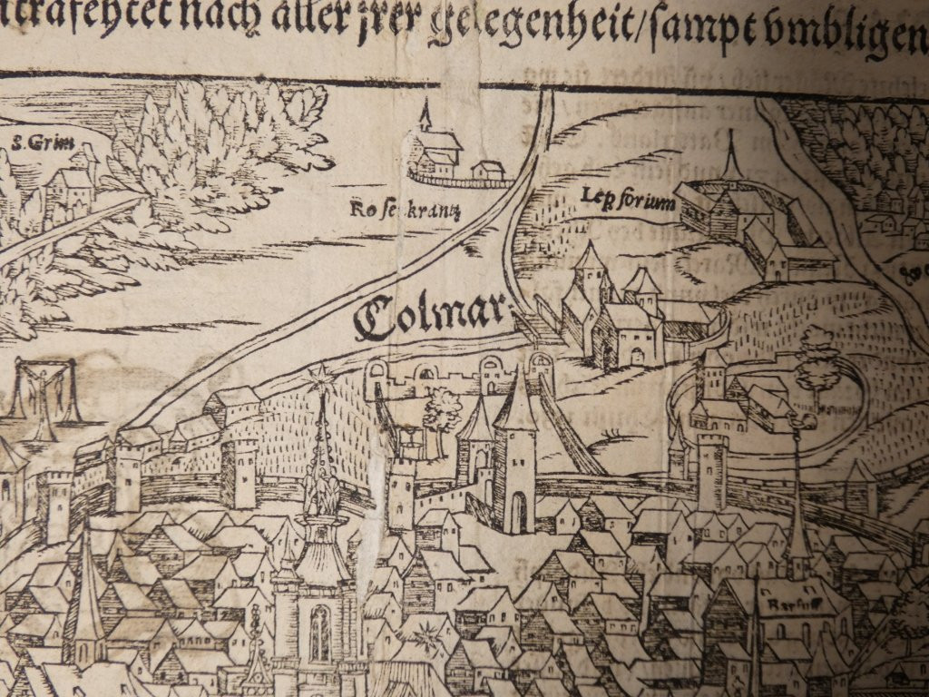 Colmar carte cosmographie de Munster en 1550, carte géographique ancienne-photo-3