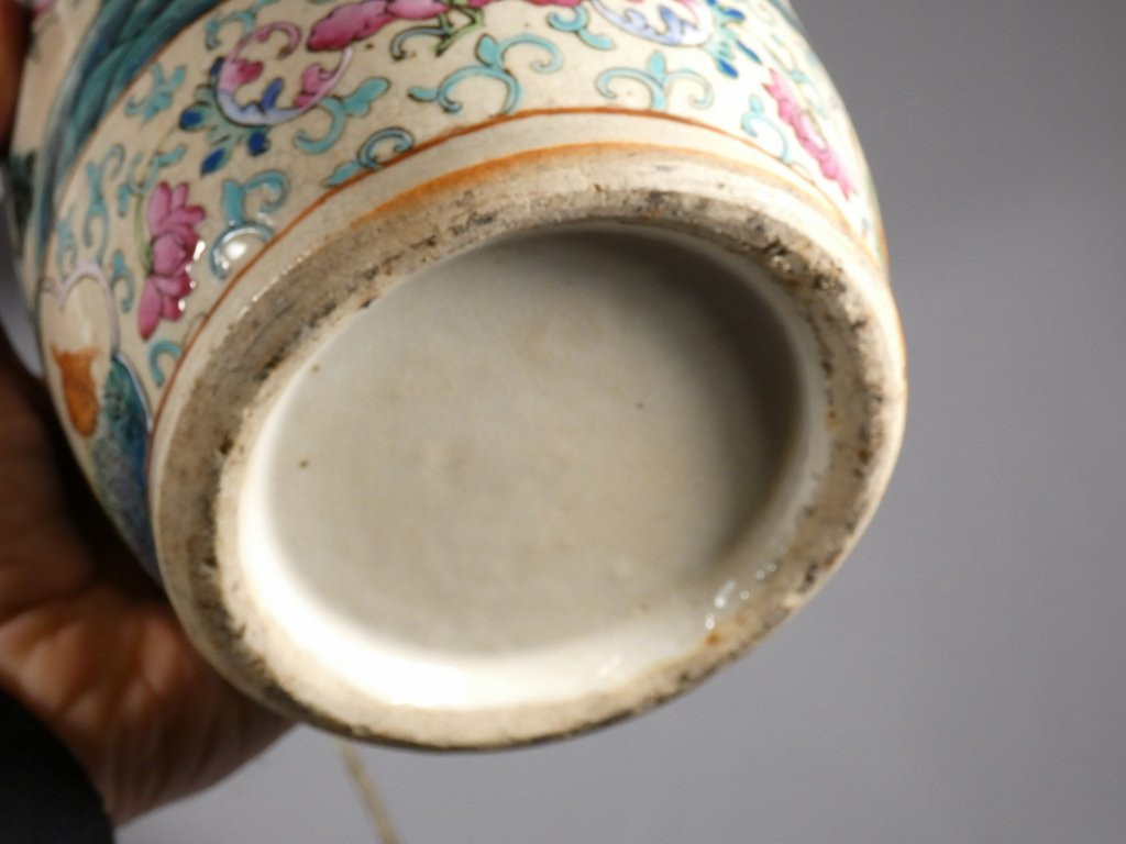 Paire de vases lampes en céramique Chine, époque fin XIX ème-photo-7