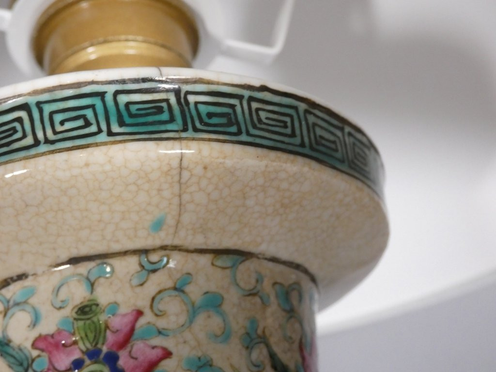 Paire de vases lampes en céramique Chine, époque fin XIX ème-photo-8