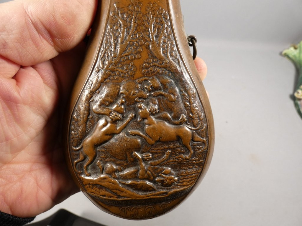 Collection Of 4 19th Century Copper Powder Flasks-photo-4