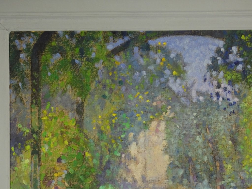 Déjeuner sous la tonnelle, tableau huile sur toile par Paul Terpereau (1893-1975)-photo-4