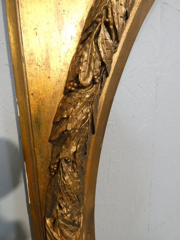 Grand cadre rond couronne feuilles de laurier, style Louis XVI Empire, époque début XX ème-photo-2