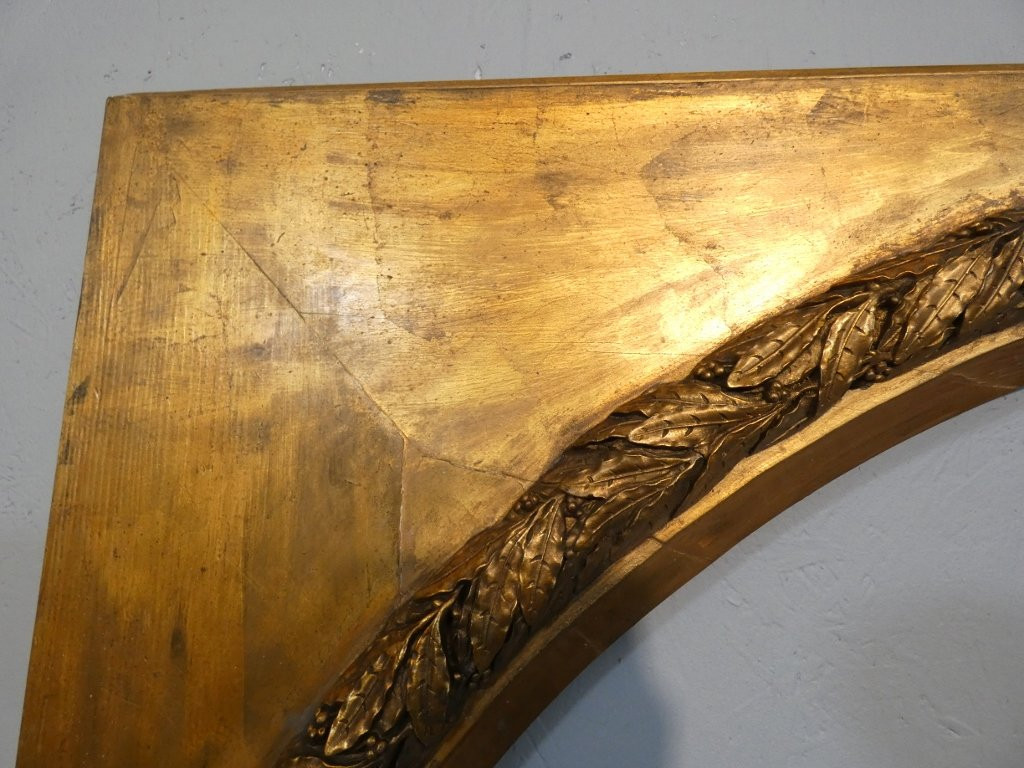 Grand cadre rond couronne feuilles de laurier, style Louis XVI Empire, époque début XX ème-photo-4