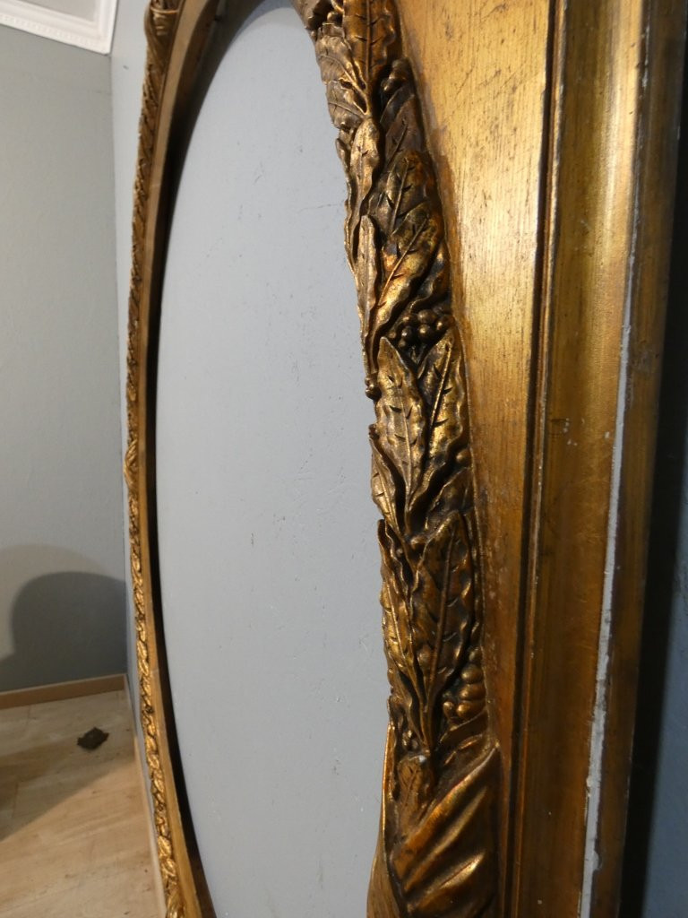 Grand cadre rond couronne feuilles de laurier, style Louis XVI Empire, époque début XX ème-photo-6