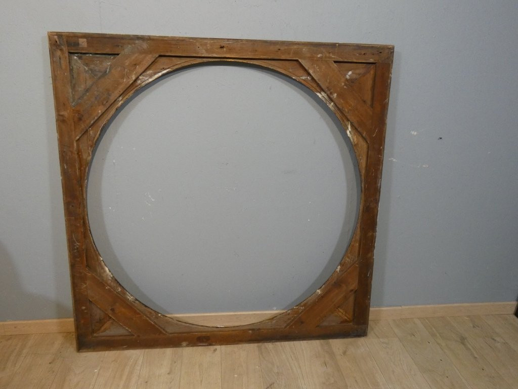 Grand cadre rond couronne feuilles de laurier, style Louis XVI Empire, époque début XX ème-photo-7