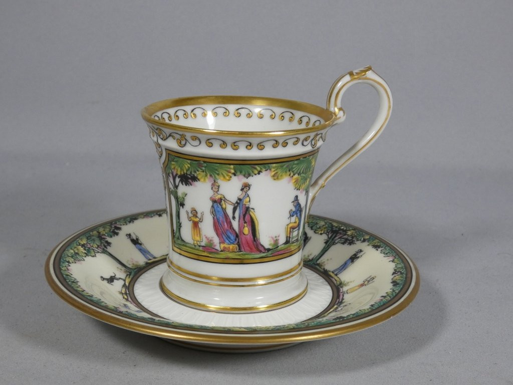 Stroll Through The Palais Royal, Raynaud Limoges Porcelain Cup And Saucer-photo-2