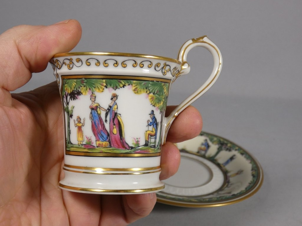 Stroll Through The Palais Royal, Raynaud Limoges Porcelain Cup And Saucer-photo-3