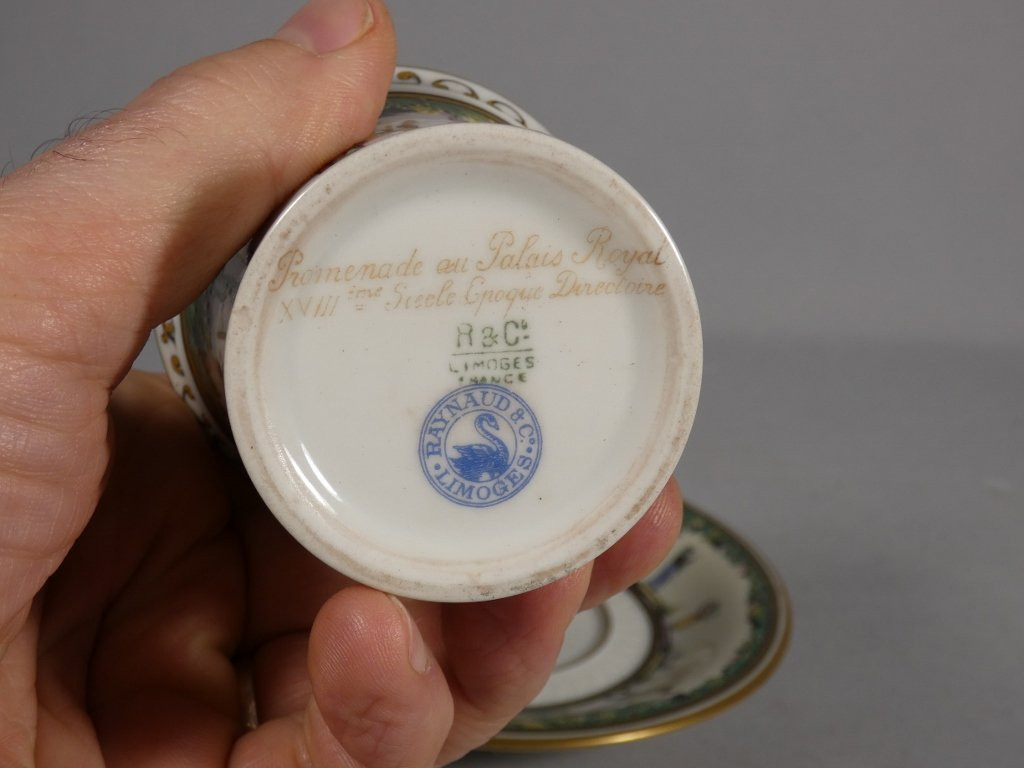 Stroll Through The Palais Royal, Raynaud Limoges Porcelain Cup And Saucer-photo-4