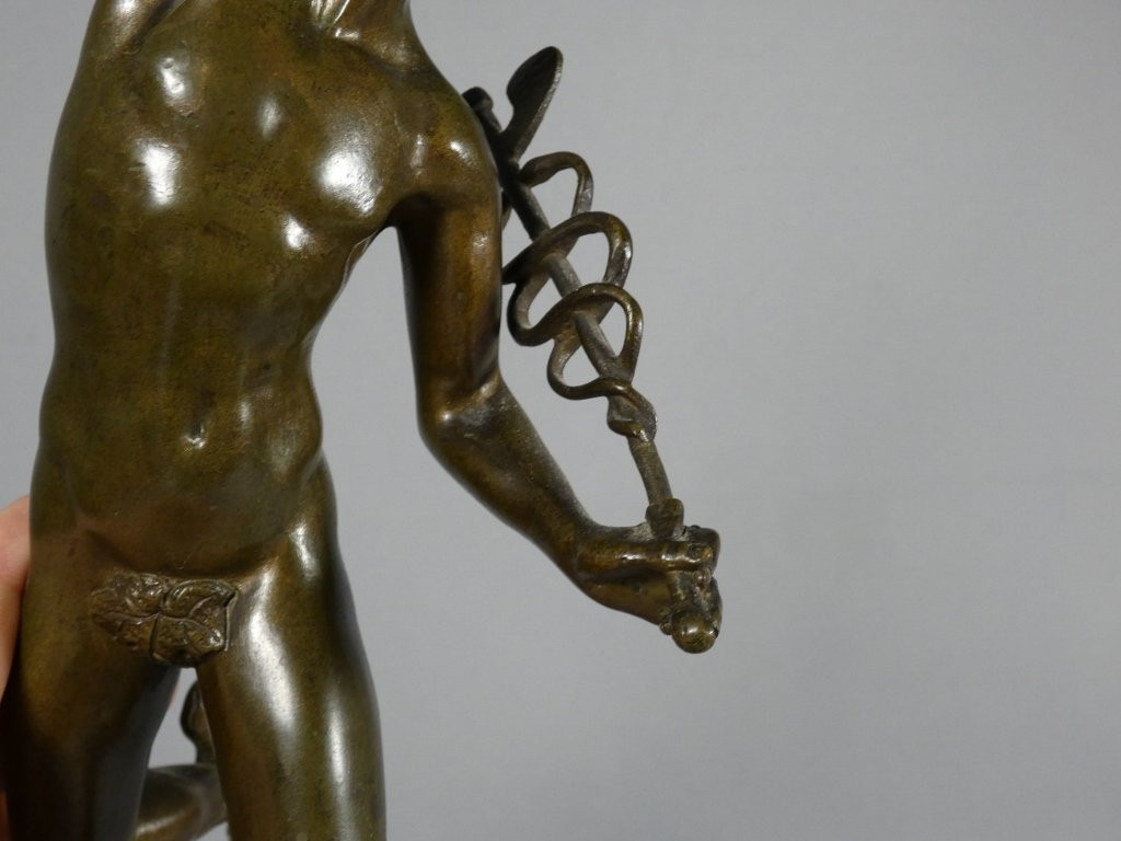 Flying Mercury After Jean De Bologne, Bronze Sculpture Mounted As A Lamp, 19th Century-photo-4