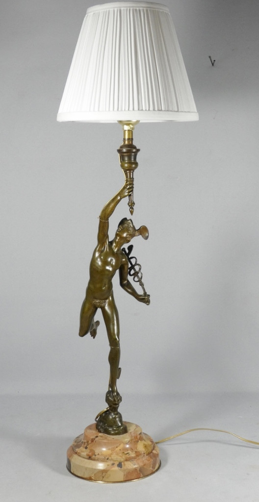 Flying Mercury After Jean De Bologne, Bronze Sculpture Mounted As A Lamp, 19th Century