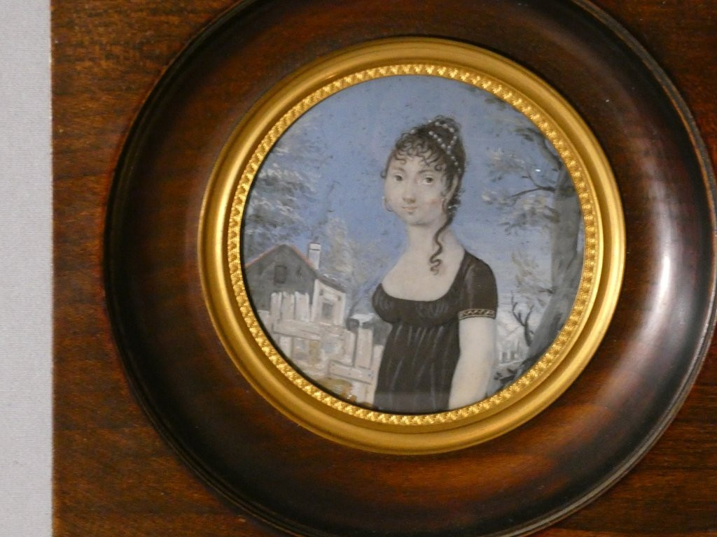 Portrait miniature d'une jeune femme &eacute;poque Empire, d&eacute;but XIX &egrave;me-photo-2