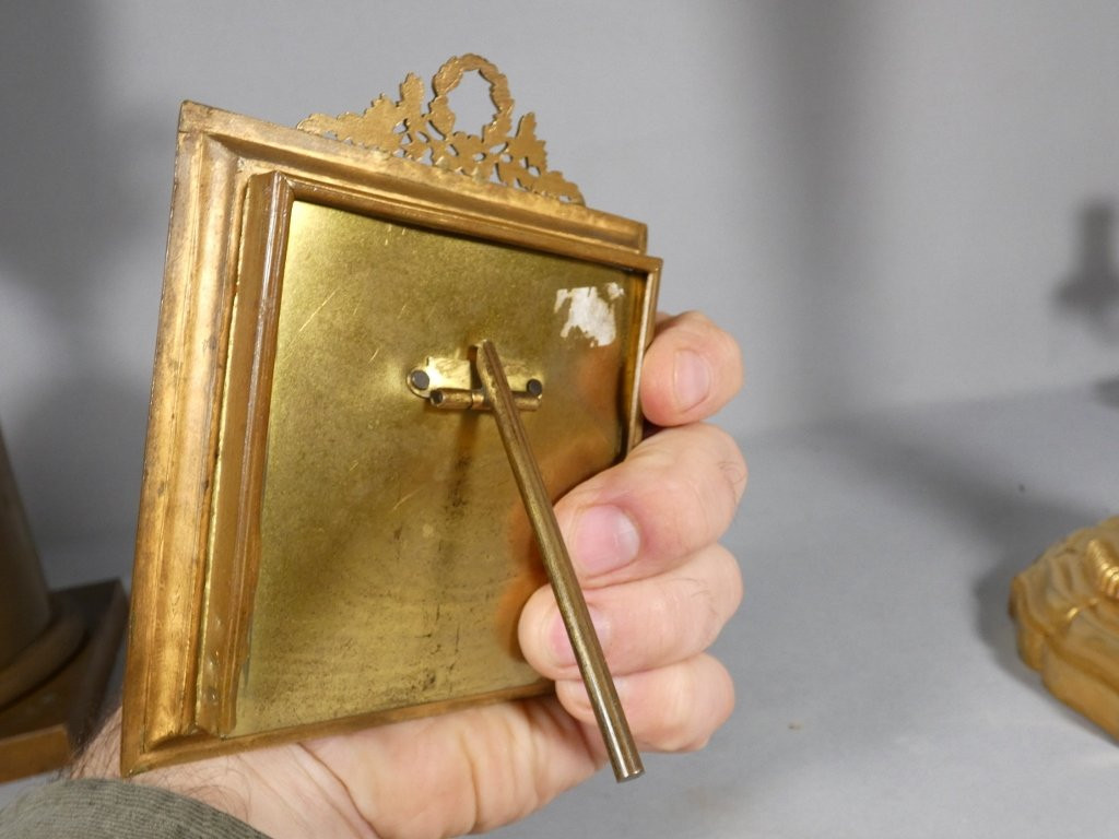 Square Louis XVI Style Photo Frame In Gilt Brass, Circa 1900-photo-2
