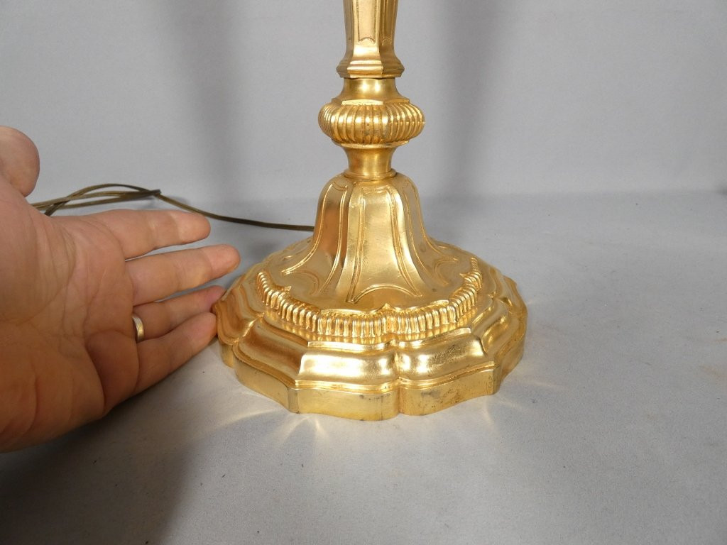 Large Regency Style Lamp In Gilt Bronze, 20th Century-photo-3