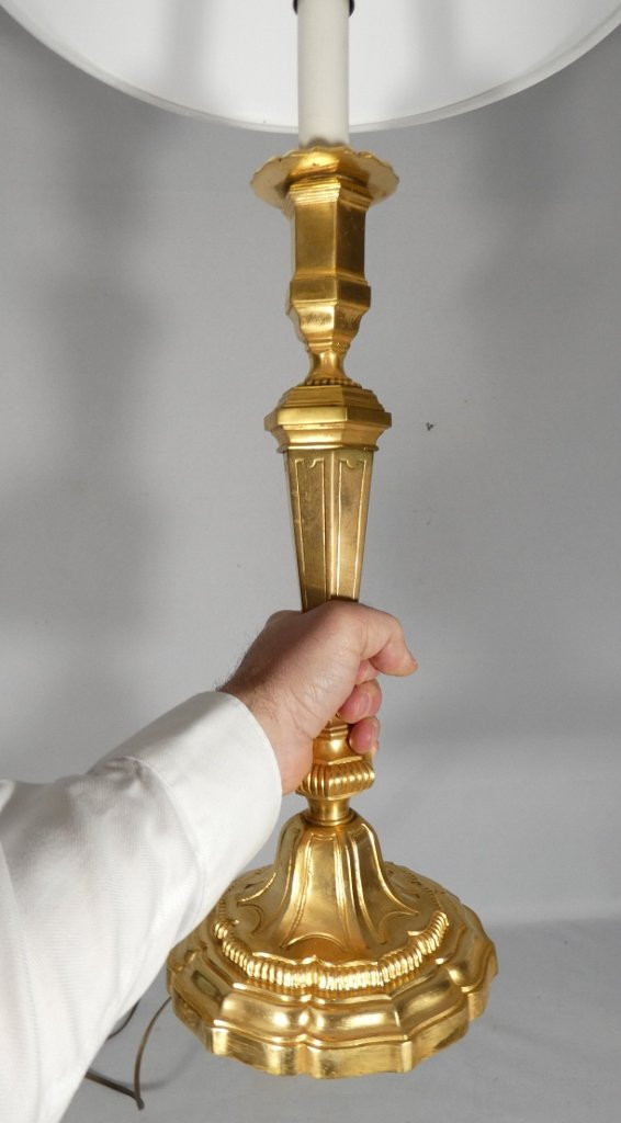 Large Regency Style Lamp In Gilt Bronze, 20th Century-photo-3