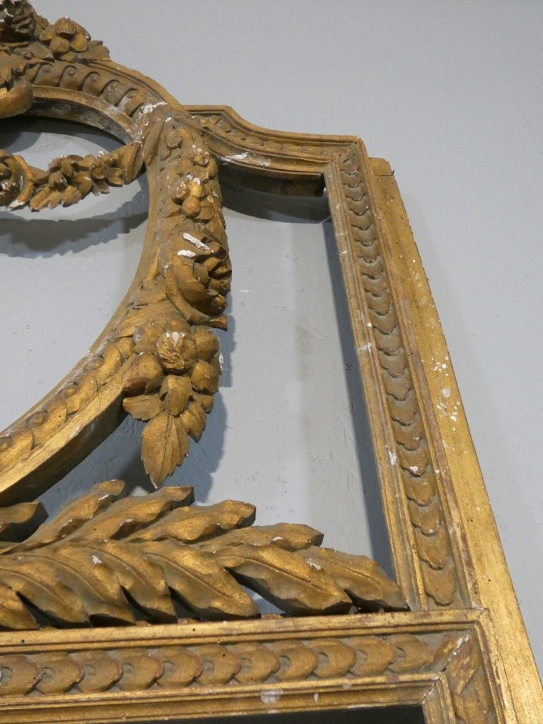 280 Cm High! Very Large Louis XVI Style Trumeau Frame In Carved And Gilded Wood.-photo-3