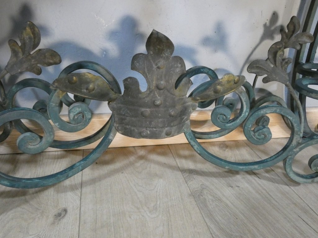 Wrought Iron, Sheet Metal And Marble Console In The Louis XV Style, Mid-20th Century-photo-5