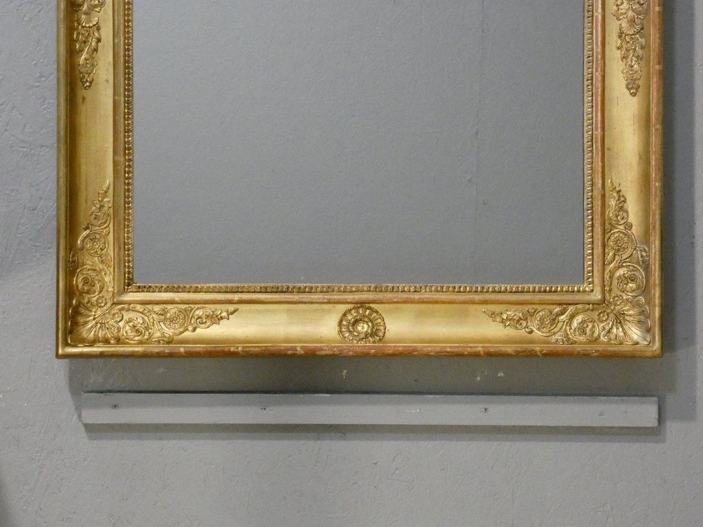 Empire Period Mirror In Wood And Gilded Stucco With Mercury Glass, Early 19th Century-photo-3