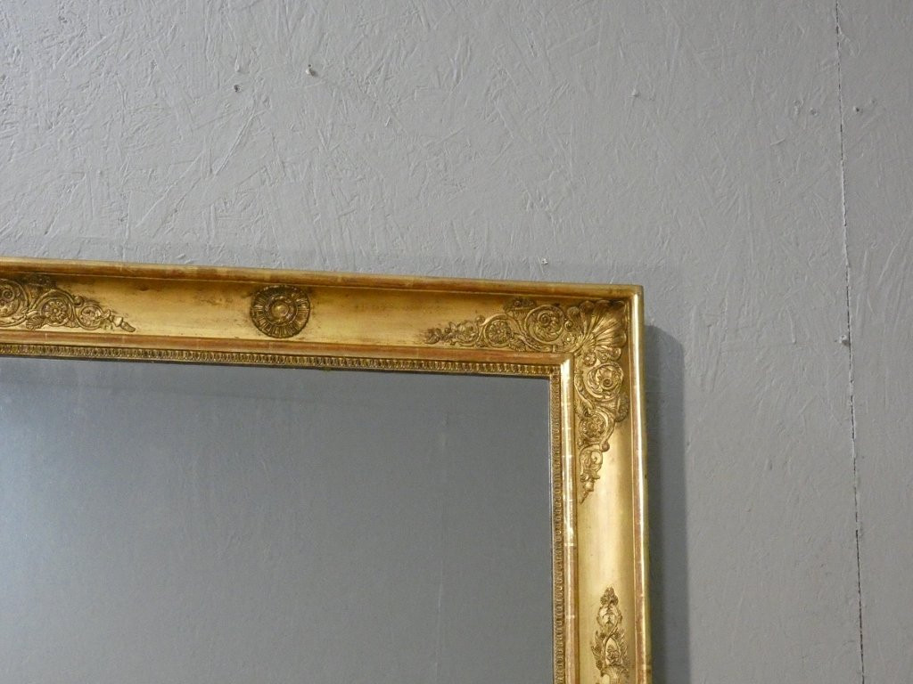 Empire Period Mirror In Wood And Gilded Stucco With Mercury Glass, Early 19th Century-photo-4
