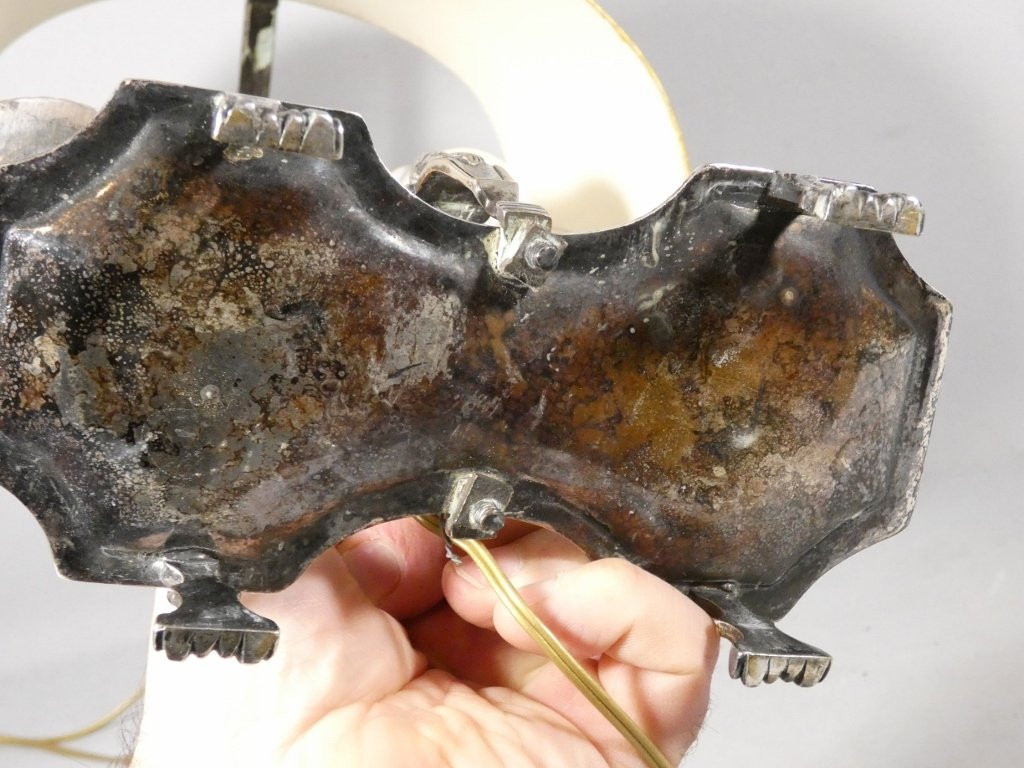 Lampe bouillotte Régence en bronze argenté, époque XVIII ème siècle-photo-5