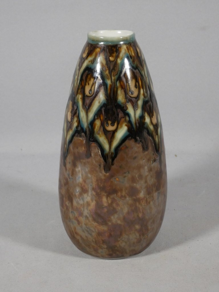 Camille Tharaud Limoges, Art Deco Vase In High-fire Porcelain, 1935-photo-1