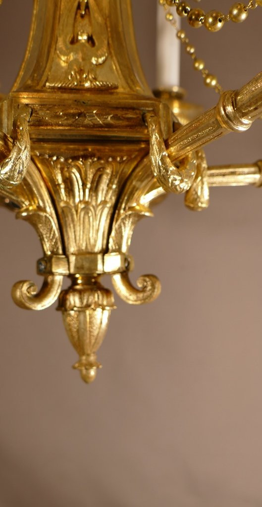 Lustre à Bougies De Style Empire En Bronze Doré, époque XIX ème -photo-3