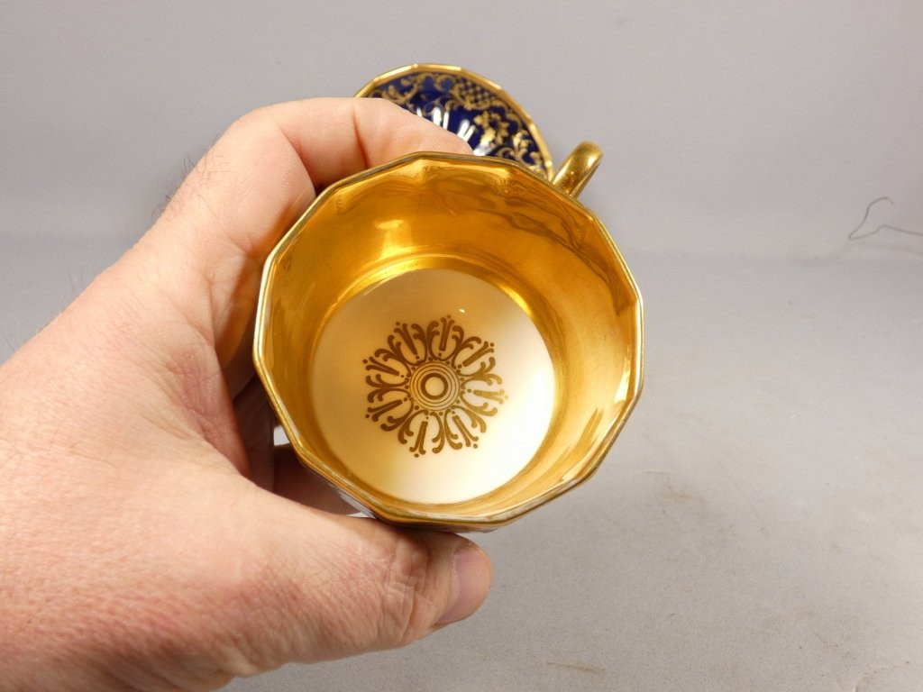 Tasse de collection d'époque Restauration peinte à la main , manufacture Pochet Deroche-photo-1