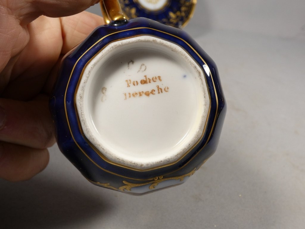 Tasse de collection d'époque Restauration peinte à la main , manufacture Pochet Deroche-photo-4
