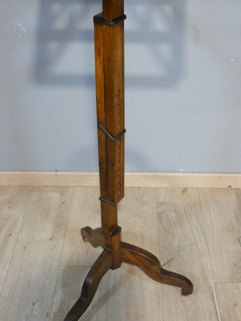 Music Lectern, Double-sided Musician's Stand In Solid Walnut, Rack And Pinion System, 19th Century-photo-4