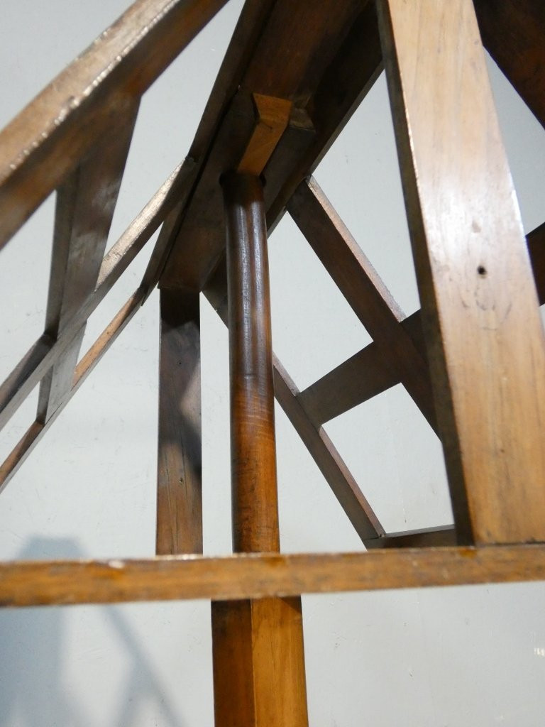 Music Lectern, Double-sided Musician's Stand In Solid Walnut, Rack And Pinion System, 19th Century-photo-5