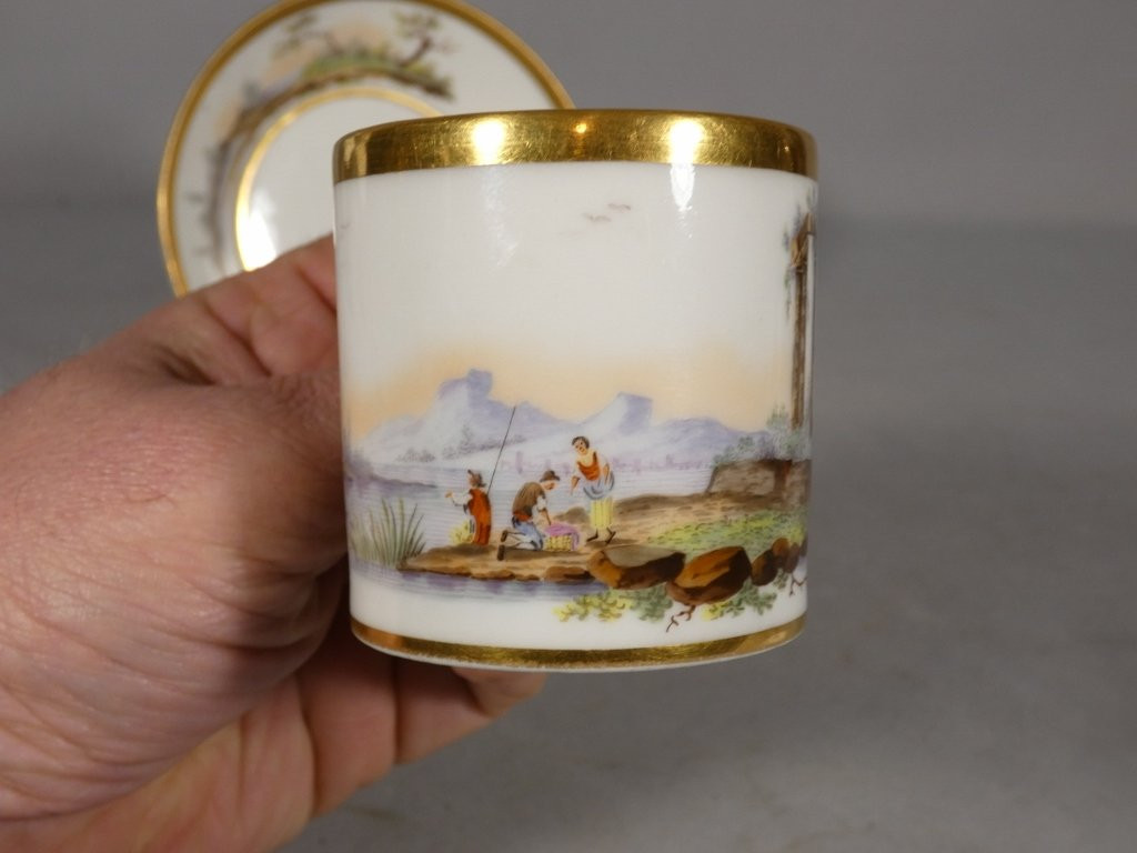 Halley Workshop (1800-1822), Hand-painted Porcelain Liter Cup, 19th Century-photo-3