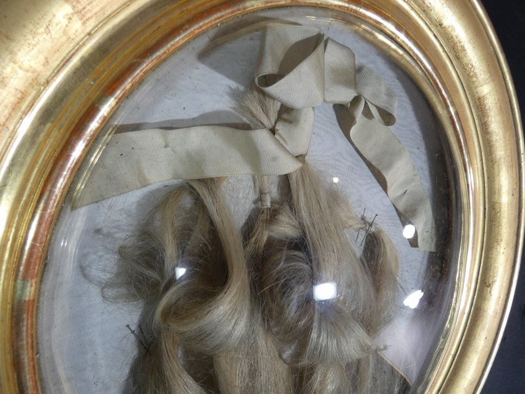 Reliquary Frame With Hair In Gilt Wood And Convex Glass, Napoleon III Period-photo-4