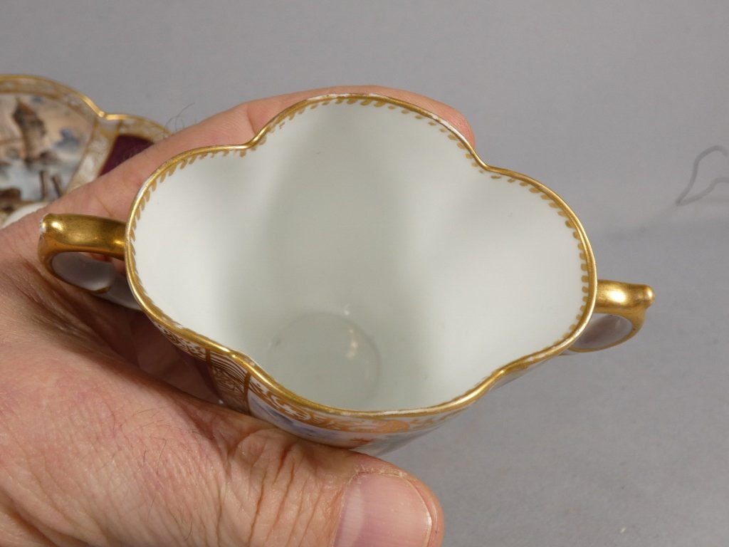 Augustus Rex, Hand-painted Meissen Porcelain Collector's Chocolate Cup, 19th Century-photo-3