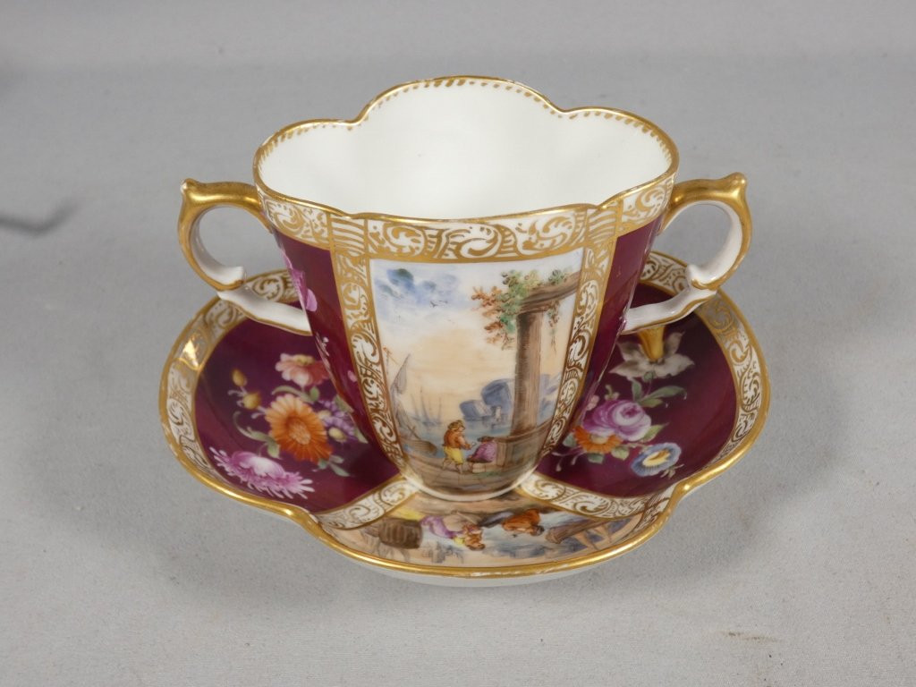 Augustus Rex, Hand-painted Meissen Porcelain Collector's Chocolate Cup, 19th Century-photo-8