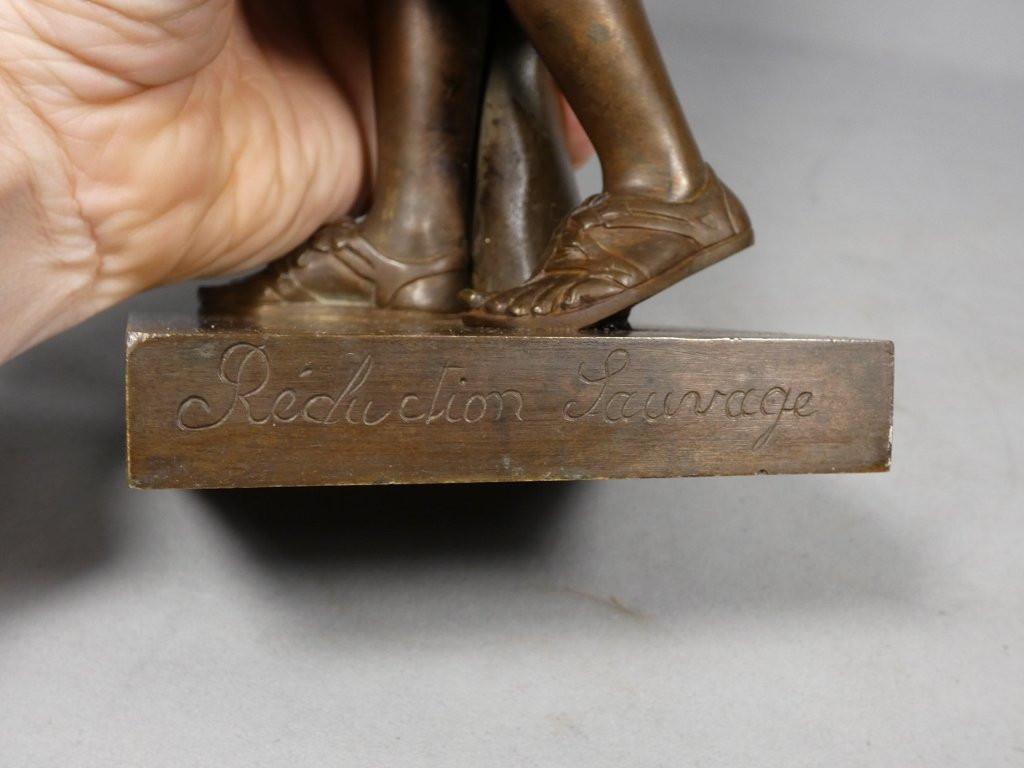 Diane de Gabies, sculpture en bronze patiné datée 1879, réduction Sauvage, XIX ème-photo-6