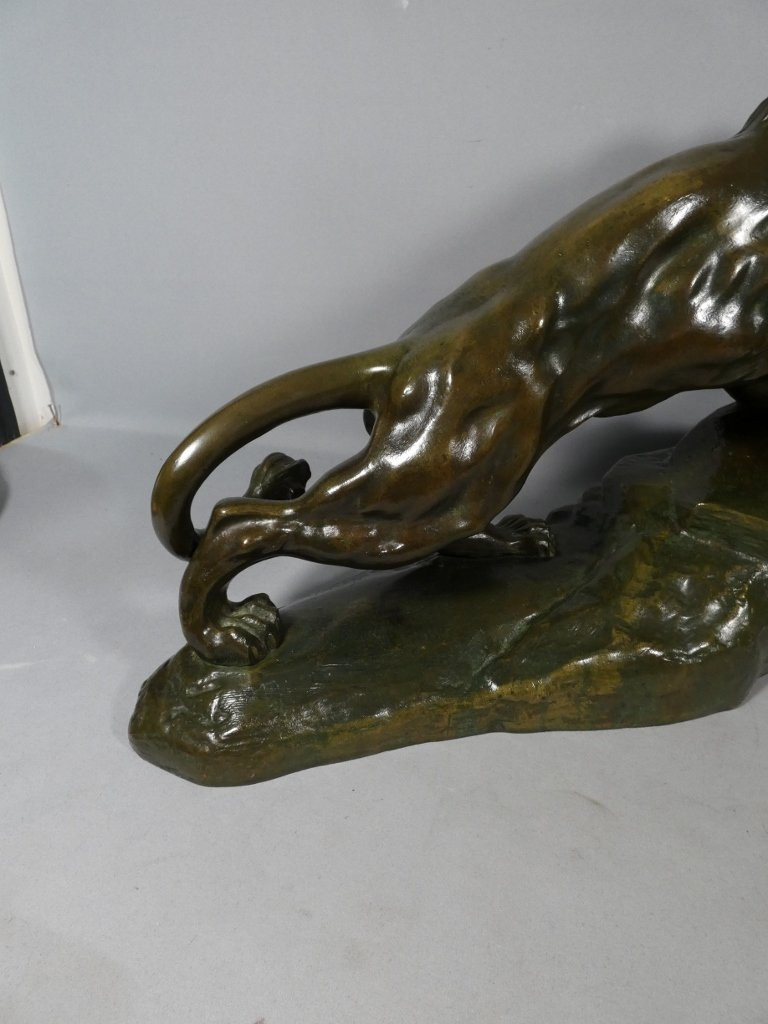 The Lion, A Large Bronze Animal Sculpture Signed Nérin, Early 20th Century-photo-7