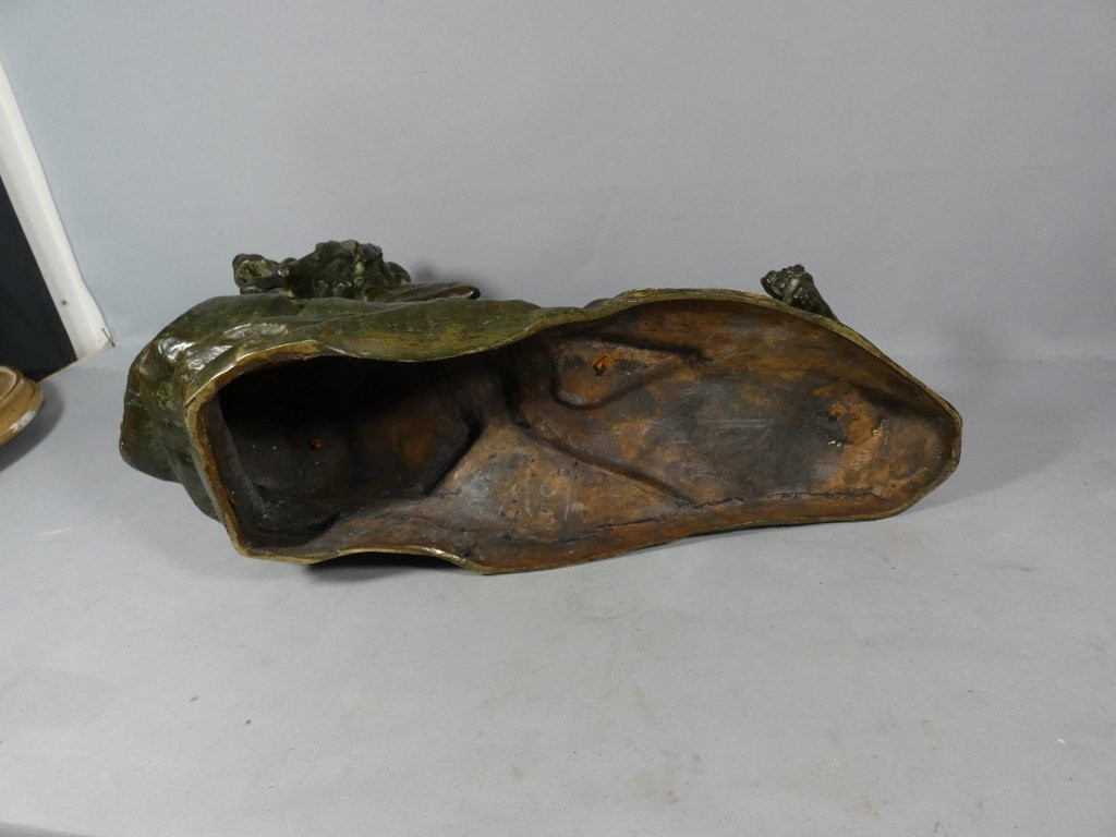 The Lion, A Large Bronze Animal Sculpture Signed Nérin, Early 20th Century-photo-8