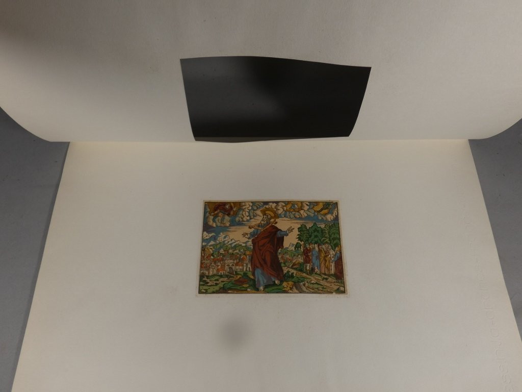 Gravure colorée d'époque XVI ème siècle, bois allemand, scène de la Bible-photo-4
