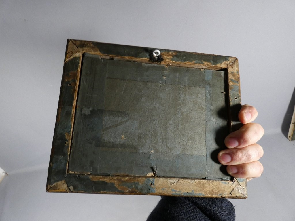 Gouache fin XVIII ème siècle, tableau personnages jouant dans paysage bucolique-photo-7