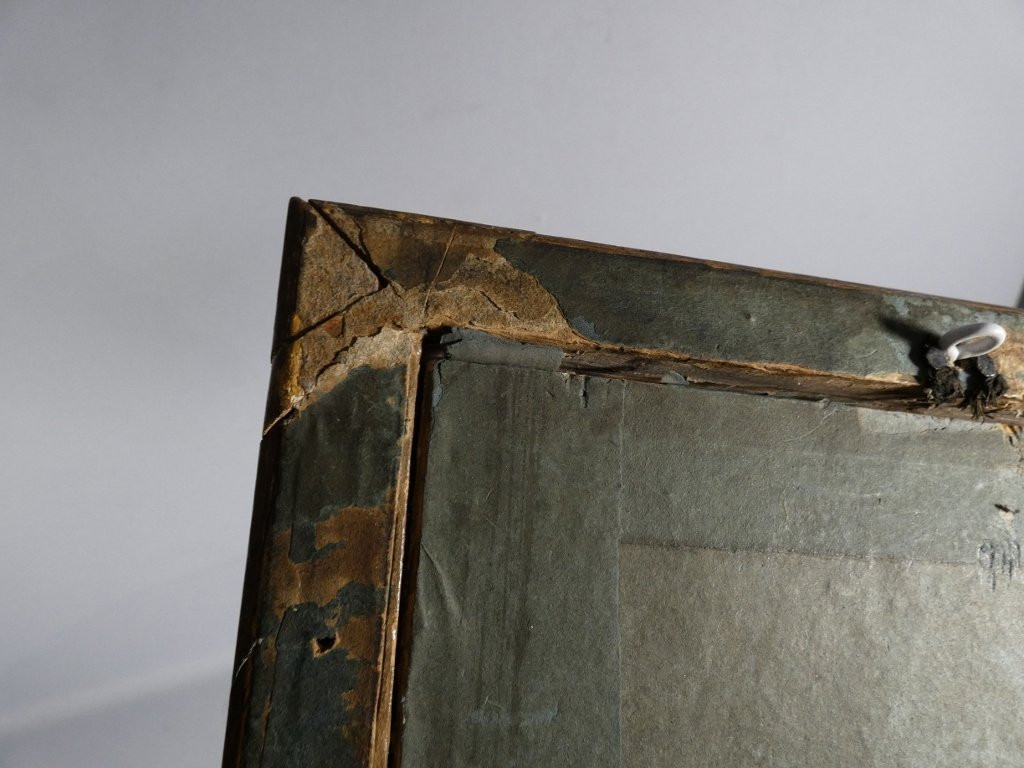 Gouache fin XVIII ème siècle, tableau personnages jouant dans paysage bucolique-photo-8