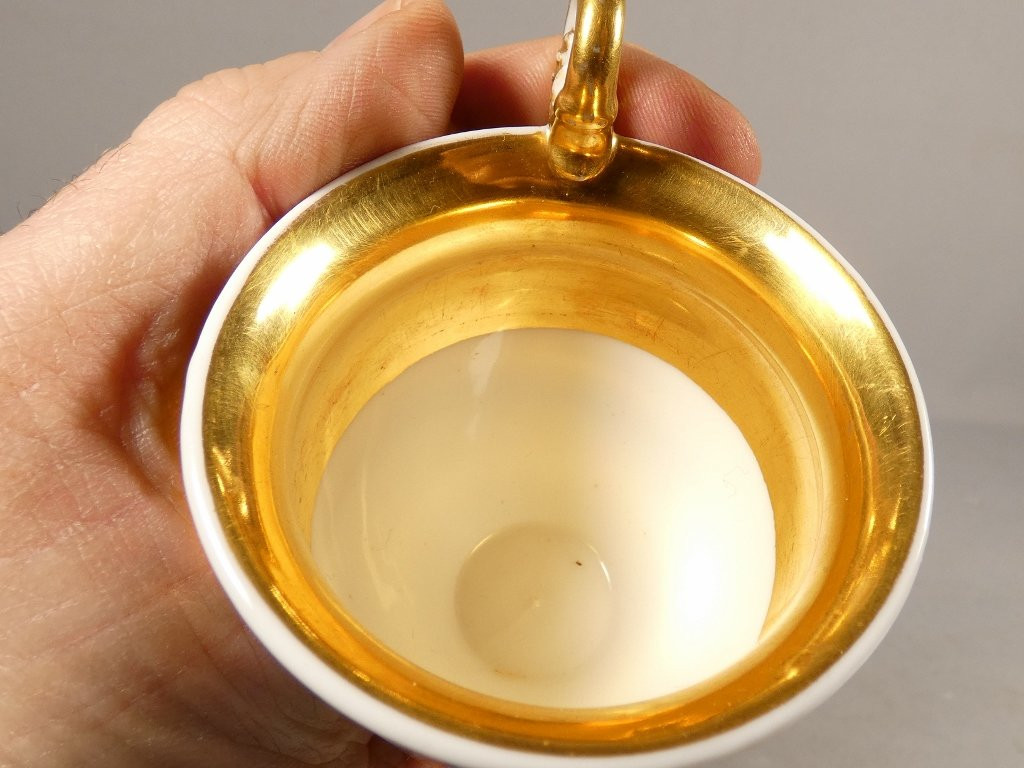 Tasse de collection porcelaine de Paris époque Empire, la marchande de rue XIX ème-photo-3