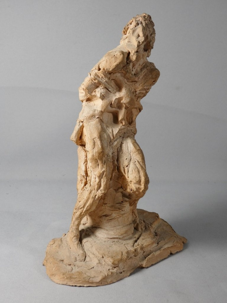 Christ à la colonne, sculpture originale en terre cuite par André Vermare (1869-1949)-photo-2