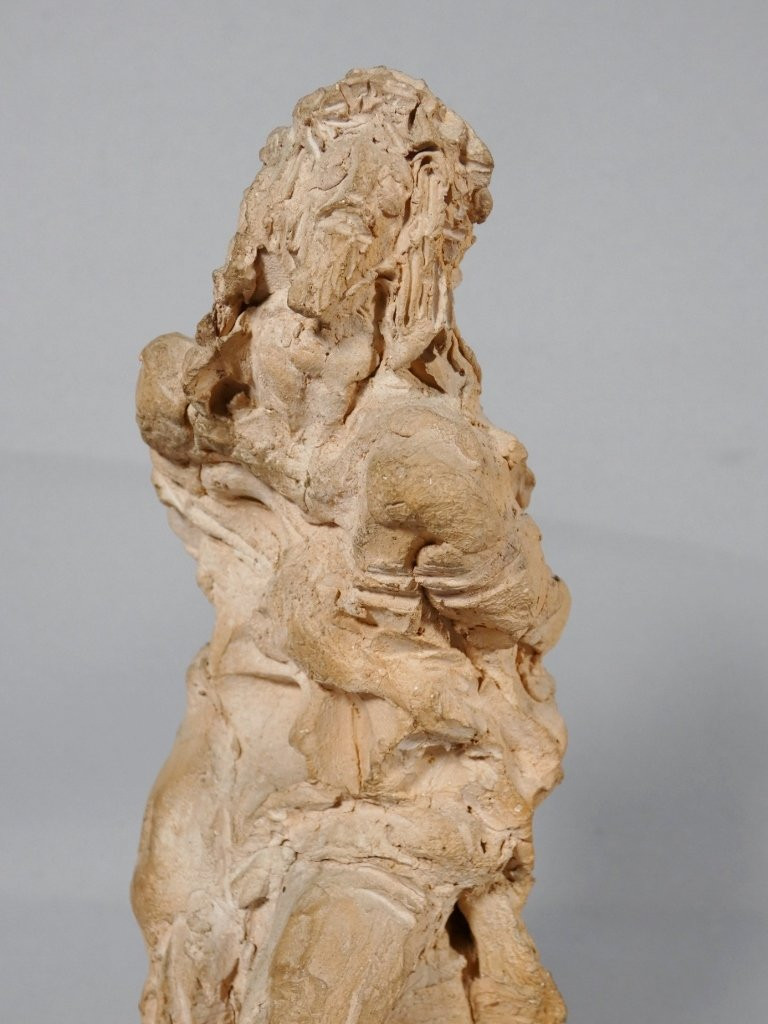 Christ à la colonne, sculpture originale en terre cuite par André Vermare (1869-1949)-photo-1