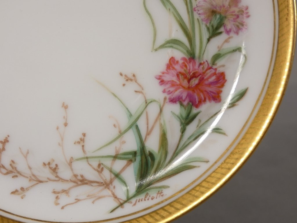 Limoges Porcelain Collector's Cup, Hand-painted With Carnation Flowers, 19th Century -photo-7