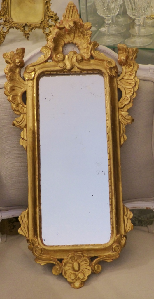 Miroir d'Entre Deux En Bois Sculpté Et Doré, Fin XIX ème