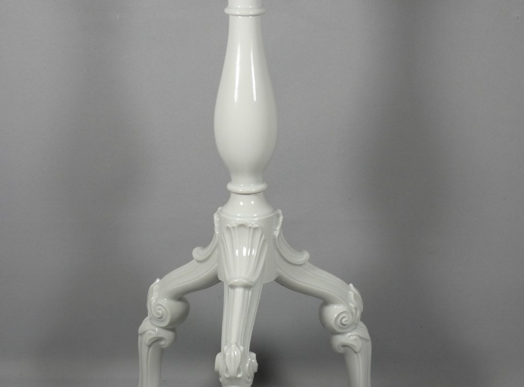 White Porcelain Pedestal Table From Limoges, Louis XV Style, Circa 1960-photo-1