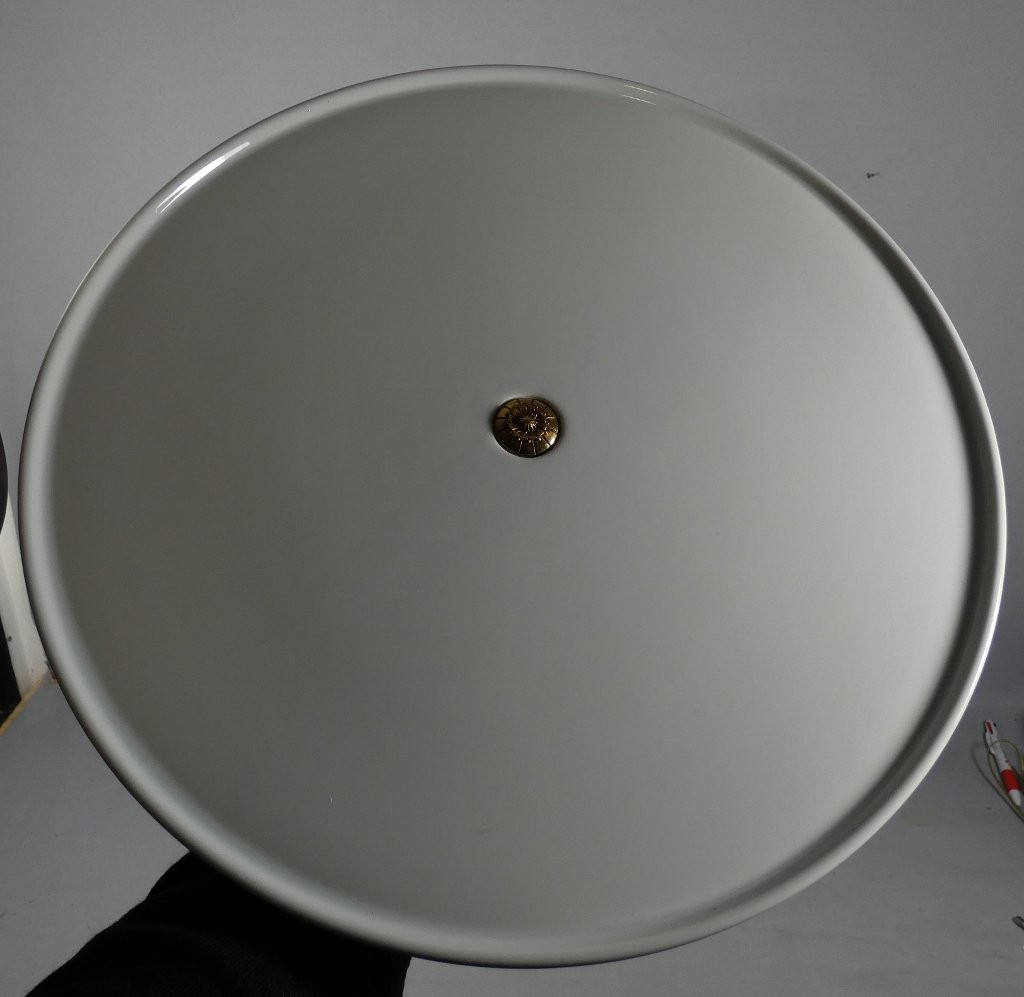 White Porcelain Pedestal Table From Limoges, Louis XV Style, Circa 1960-photo-3