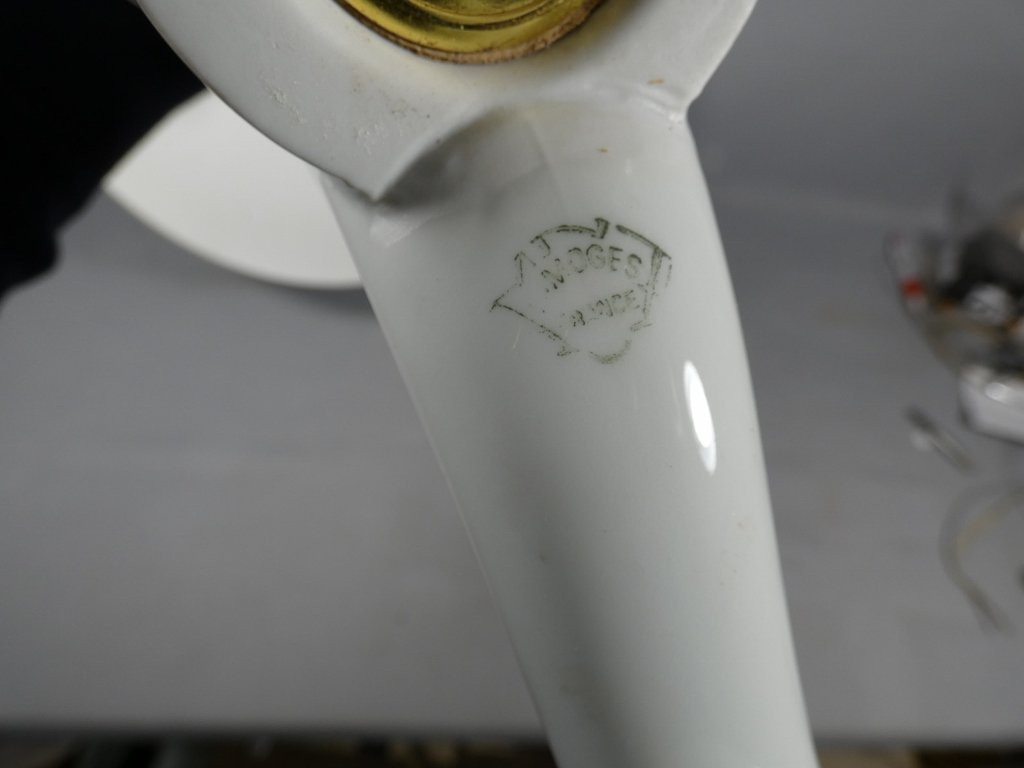 White Porcelain Pedestal Table From Limoges, Louis XV Style, Circa 1960-photo-7